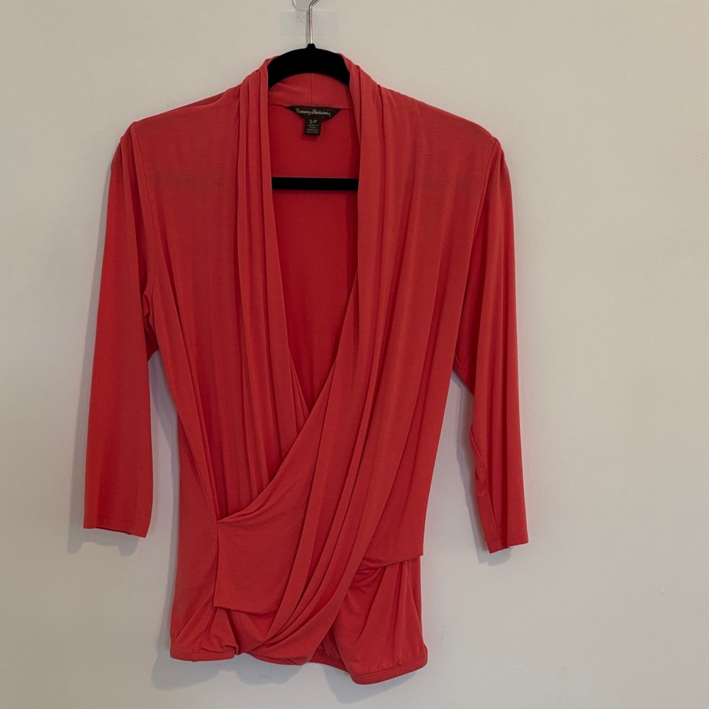 Tommy Bahama Vibrant Coral Wrap Blouse